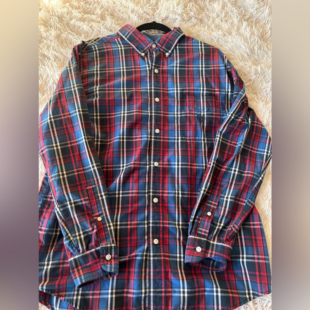 Chaps Easy Care Plaid Mens Button-Up Long sleeve Shirt - Picture 3 of 8